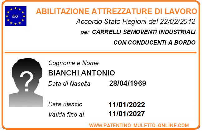 Patentino Muletto Card